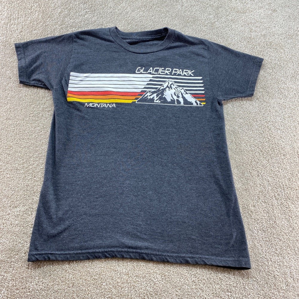 Glacier Park Shirt Mens Small Gray Montana Mountain Retro Graphic Tee